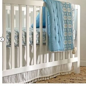 Crane baby cotton tassel boho crib skirt off white EUC